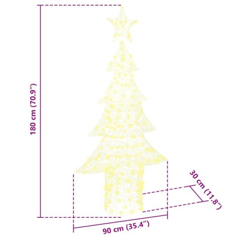 CHOINKA Z 240 DIODAMI LED CIEPŁA BIEL 180CM AKRYL