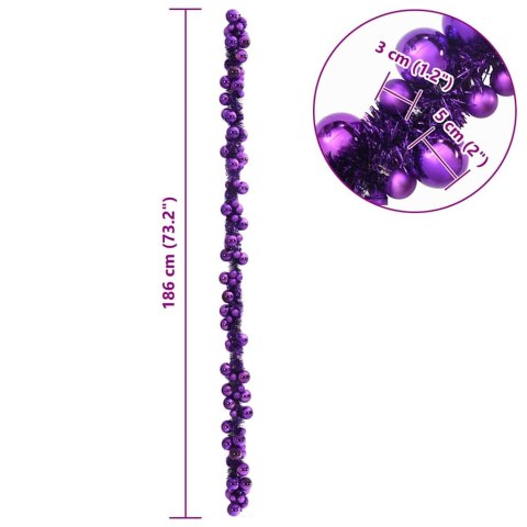 GIRLANDA Z BOMBEK ŚWIĄTECZNYCH LILIOWY 186CM
