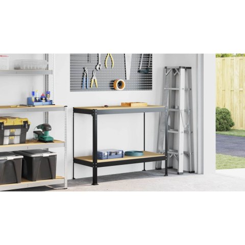 STÓŁ WARSZTATOWY LOFT CZARNY DUŻY BLAT 115X55CM PÓŁKA ROBOCZY STOŁOWY 150KG
