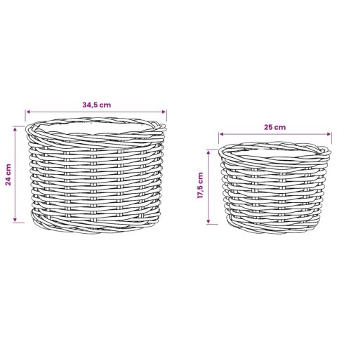 VidaXL Kosz na rośliny z przechowywaniem 2 pcs Szary Rattan Kubu