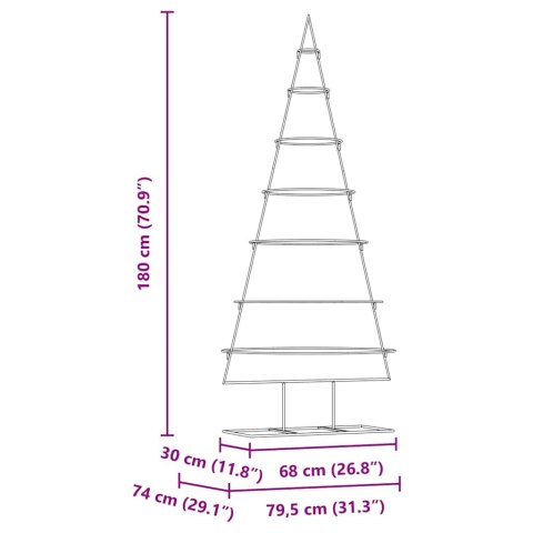 VidaXL Metalowa choinka świąteczna z podstawą złoty 180 cm