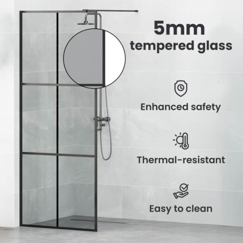 VidaXL Ściana prysznicowa typu walk-in Czarny 80 x 195 cm