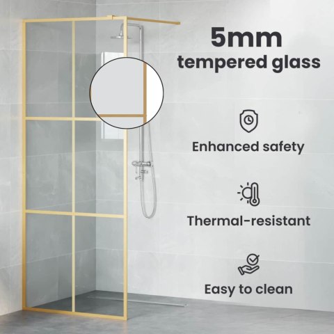 VidaXL Ściana prysznicowa typu walk-in złoty 90 x 195 cm