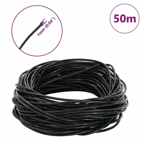 VidaXL Sznur skórzany Czarny Ø1 mm x 50 m Skóra