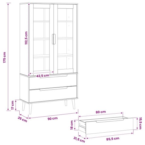 VidaXL Witryna Szklana Czarny 90 x 35 x 175 cm
