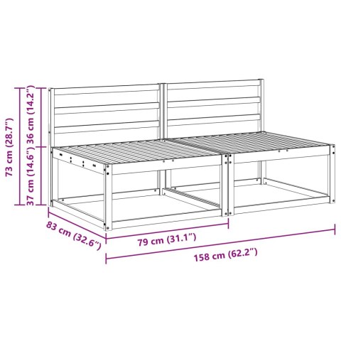 2 SZTUKA ŚRODKOWA SOFA OGRODOWA LITE DREWNO AKACJI NATURALNY