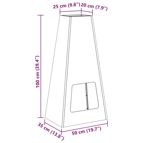 KOMINEK CZARNY 50X35X100CM STAL WALCOWANA NA ZIMNO
