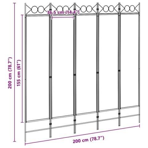 5-PANELOWY PARAWAN BEŻOWY 200X200CM TKANINA
