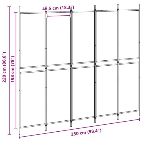 5-PANELOWY PARAWAN BEŻOWY 250X220CM TKANINA