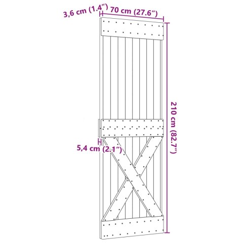VidaXL Drzwi NARVIK Naturalny 70 x 210 cm Lite Drewno Sosnowe