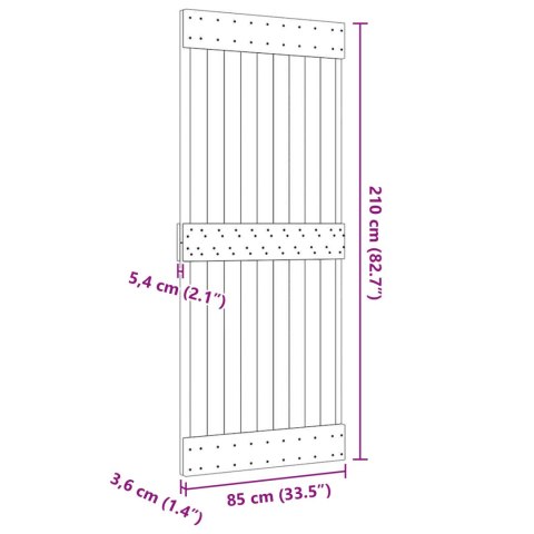 VidaXL Drzwi NARVIK Naturalny 85 x 210 cm Lite Drewno Sosnowe