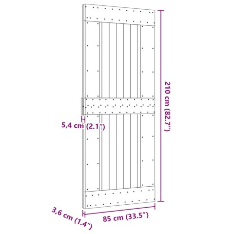 VidaXL Drzwi NARVIK Naturalny 85 x 210 cm Lite Drewno Sosnowe