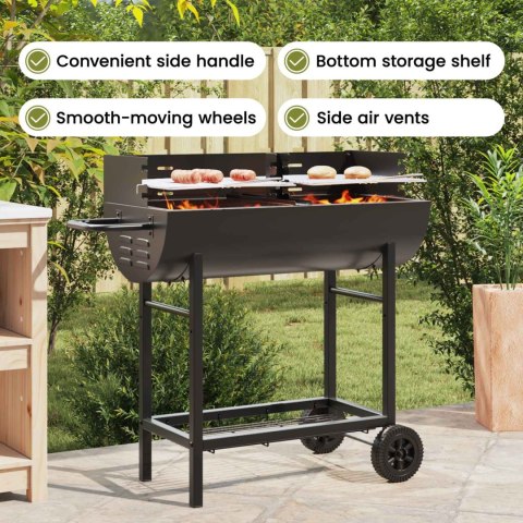 VidaXL Grill węglowy Z regulacją Czarny 96,5 x 42,5 x 88,5 cm