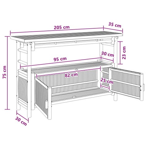 VidaXL Konsola z półką z drzwiami Naturalny 110 x 35 x 75 cm Bambus