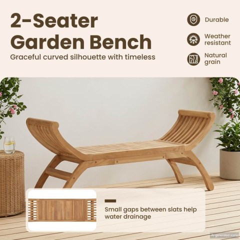 VidaXL Ławka ogrodowa 2 -Seater 126 cm Lite drewno teakowe naturalny