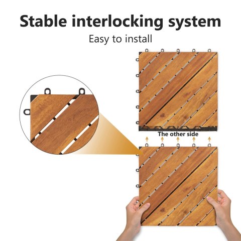 VidaXL Płytka Tarasowa 10 pcs Brązowy 30 x 30 cm Drewno Akacjowe