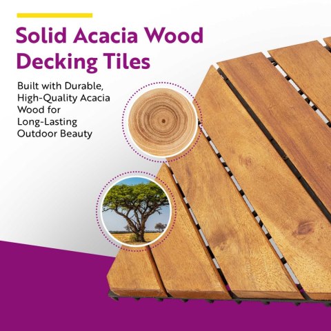 VidaXL Płytka Tarasowa 10 pcs Brązowy 30 x 30 cm Drewno Akacjowe
