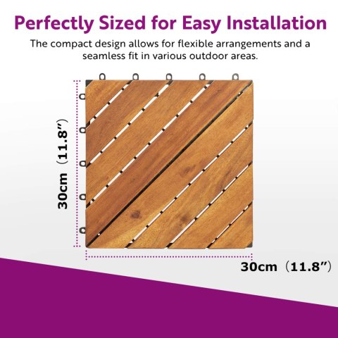 VidaXL Płytka Tarasowa 10 pcs Brązowy 30 x 30 cm Drewno Akacjowe