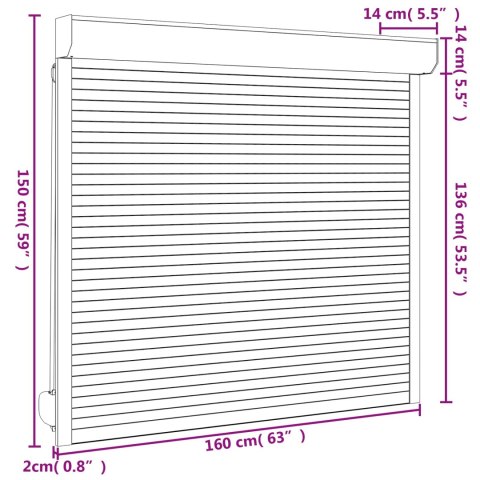 VidaXL Roleta Antracyt 160 x 150 cm Aluminium i poliuretan