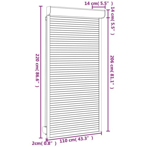 VidaXL Roleta Biały 110 x 220 cm Aluminium i poliuretan