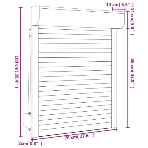 VidaXL Roleta Biały 70 x 100 cm Aluminium i poliuretan