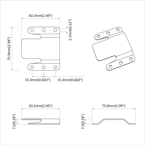 VidaXL Uchwyt montażowy natynkowy 419 pcs Srebrny 75 x 66 x 1,4 mm