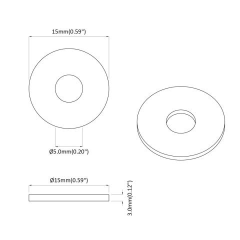 VidaXL odpowiedni do podkładki płaskiej 36000 pcs Czarny ∅15 x 3 mm