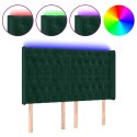 VidaXL Zagłówek do łóżka z LED, ciemnozielony 163x16x118/128cm aksamit