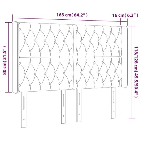 VidaXL Zagłówek do łóżka z LED, ciemnozielony 163x16x118/128cm aksamit