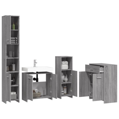 4-CZĘŚCIOWY ZESTAW MEBLI ŁAZIENKOWYCH SZARY DĄB SONOMA