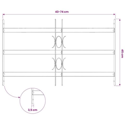 VidaXL Krata na okno z regulacją, 500-650 mm, 3 metalowe pręty