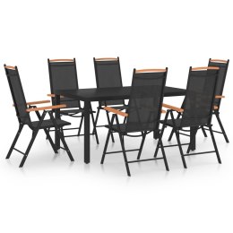 VidaXL 7-częściowy zestaw mebli ogrodowych, aluminium, czarny