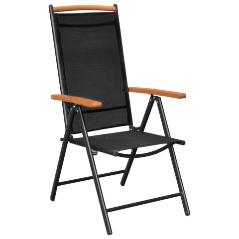 VidaXL 7-częściowy zestaw mebli ogrodowych, aluminium, czarny