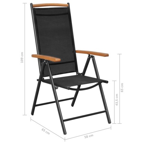 VidaXL 7-częściowy zestaw mebli ogrodowych, aluminium, czarny