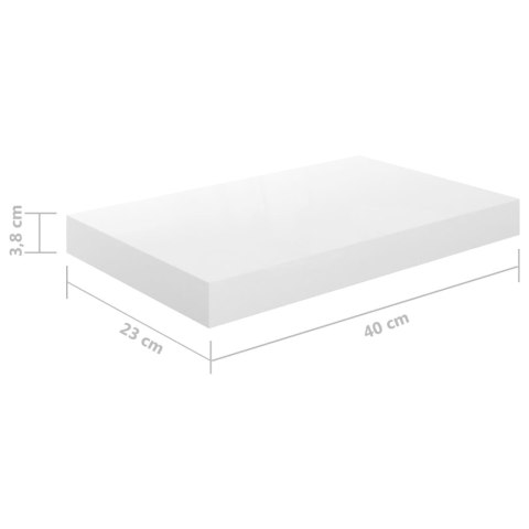 PÓŁKI ŚCIENNE 2 SZT BIAŁE POŁYSK 40X23X38CM