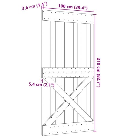 DRZWI NARVIK NATURALNY 100X210CM LITE DREWNO SOSNOWE