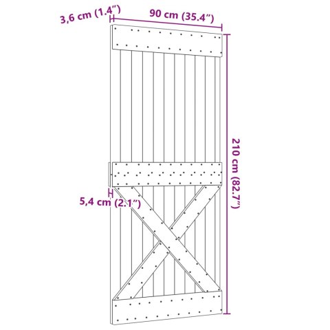 DRZWI NARVIK NATURALNY 90X210CM LITE DREWNO SOSNOWE
