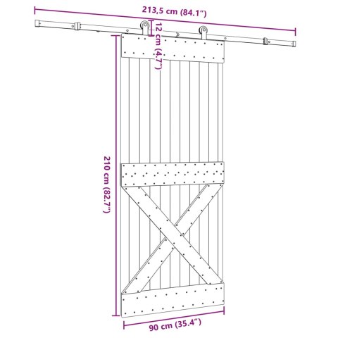 VidaXL Drzwi przesuwne NARVIK 90 x 210 cm (213,5 cm)