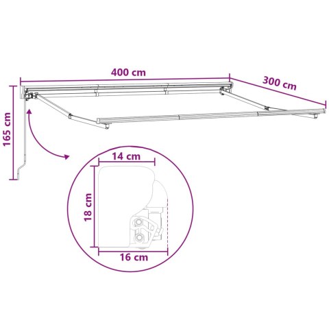 VidaXL Markiza wysuwana Ciemnoszary 4 × 3 m Poliester i aluminium