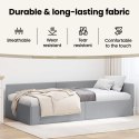 VidaXL Rama łóżka narożnego Jasnoszary 90 cm x 190 cm tkanina