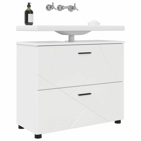 VidaXL Szafka Łazienkowa Wysoki połysk biały 76,5 x 35 x 64 cm