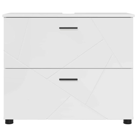 VidaXL Szafka Łazienkowa Wysoki połysk biały 76,5 x 35 x 64 cm