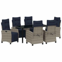 VidaXL Zestaw do jadalni w ogrodzie z poduszką 7 pcs Szary polirattan