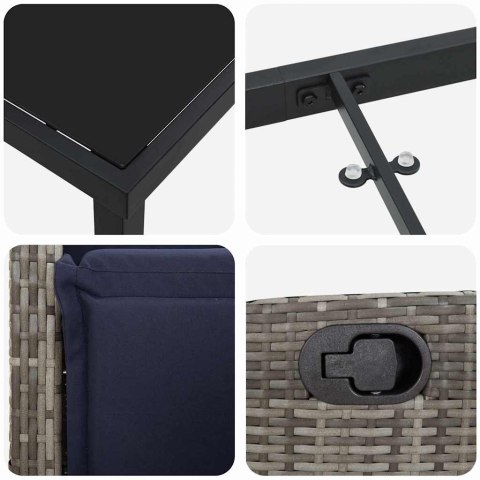 VidaXL Zestaw do jadalni w ogrodzie z poduszką 7 pcs Szary polirattan