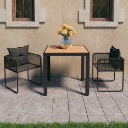 3-CZĘŚCIOWY ZESTAW MEBLI OGRODOWYCH RATTAN PVC CZARNO-BRĄZOWY