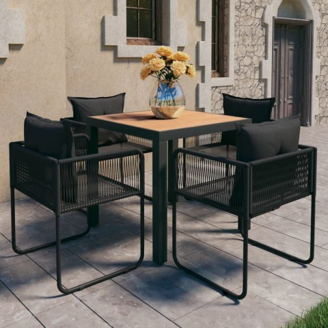 5-CZĘŚCIOWY ZESTAW MEBLI OGRODOWYCH RATTAN PVC CZARNO-BRĄZOWY