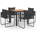 5-CZĘŚCIOWY ZESTAW MEBLI OGRODOWYCH RATTAN PVC CZARNO-BRĄZOWY