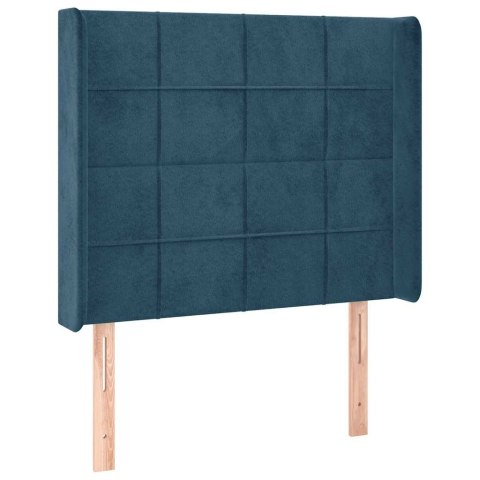 ŁÓŻKO KONTYNENTALNE MATERAC I LED NIEBIESKI AKSAMIT 90X200CM