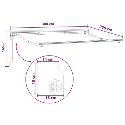 MARKIZA OGRODOWA WYSUWANA CIEMNOSZARY 3X2,5 M POLIESTER I ALUMINIUM