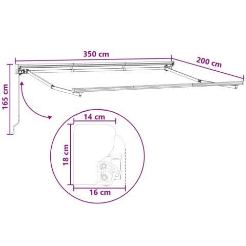 VidaXL Markiza wysuwana Ciemnoszary 3,5 x 2 m Poliester i aluminium